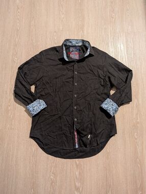 Robert Graham Shirt Men's Medium Geometric Flip Cuff Button Down